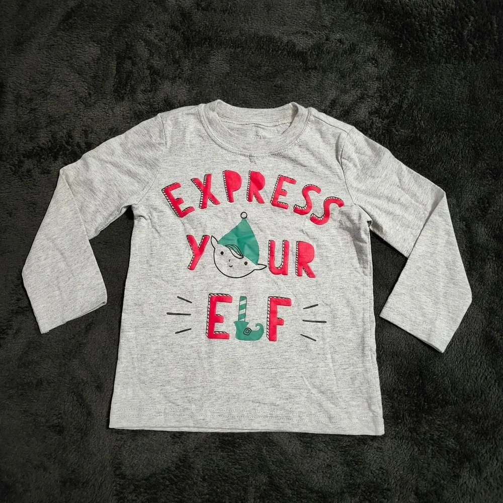 JUST ONE YOU by CARTER'S 'Express Your Elf' Christmas Long Sleeve Shirt Size 2T